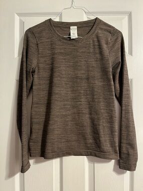 Athleta Renew Seamless Crewneck Top Pyrite Heather Brown Large L